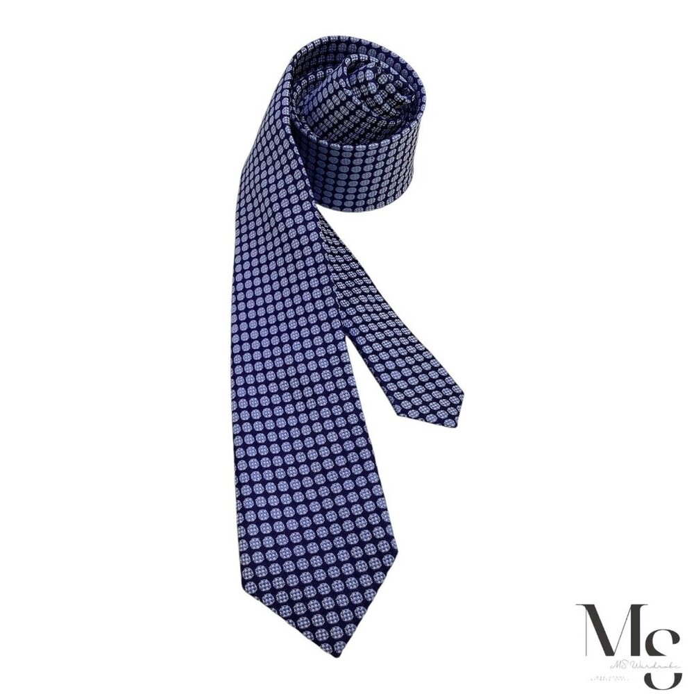 PAUL Blue Geometric Luxury Silk Tie W:2.5" EX COND